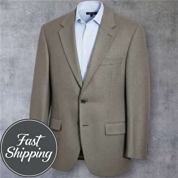 RALPH LAUREN Mens Blazer Sport Coat Two Button Suit Jacket 44R Gray Wool 1-Vent